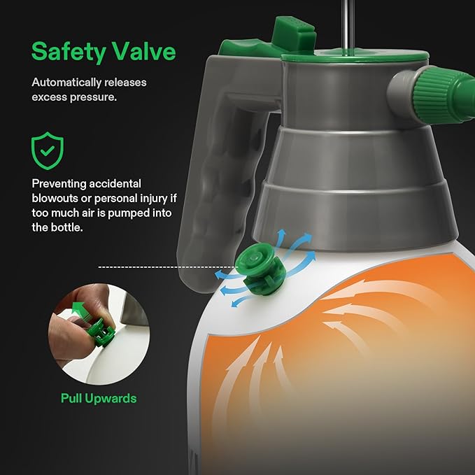 VIVOSUN 0.5Gal Handheld Garden Sprayer, 2L Pump Sprayer, 68 Oz Water Spray Bottle with Safety Valve, Adjustable Nozzle, Extended Spray Rod & Additional Seals, Ideal for Watering, Fertilizing, Cleaning