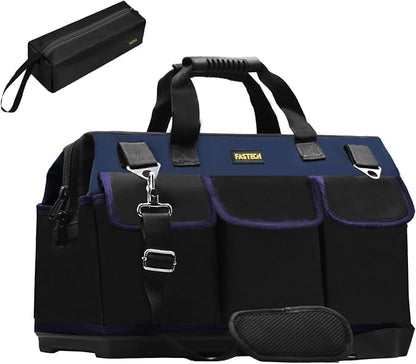 FASTECH 22in Heavy Duty Bottom Tools Bag With Wide Mouth For Tool Storage, Carrier and Organizer, Tote Bag for Men/Women, Wide Mouth Tool Bags With Inside Pockets (22 Inch)