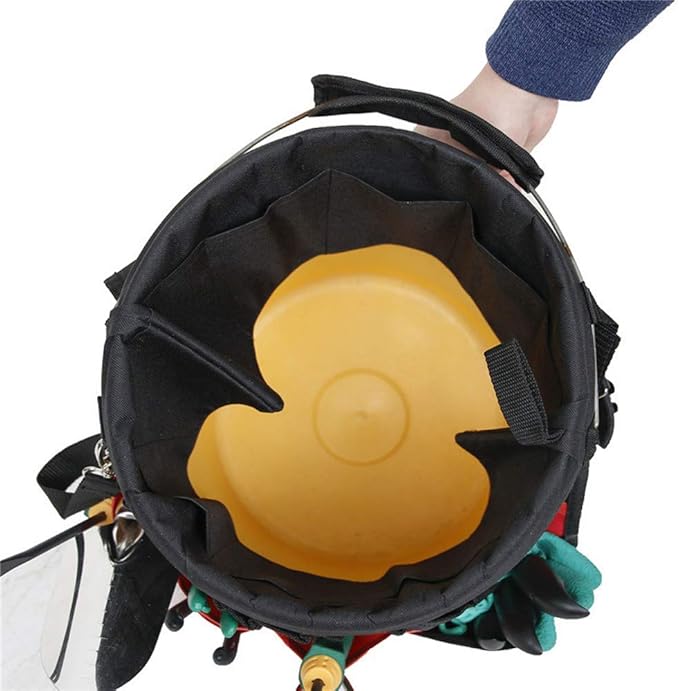 Green Gardening Tools Organizer 5 Gallon Bucket Tools Kit Storage Organizer with Handle, Garden 42 Pockets Tools Management Bucket Bag Trays, Insert Bucket Boss Tools Organizer (Tools Excluded), Black, 17.91 inch x 11.81 inch