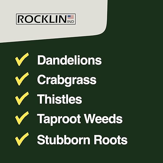 Rocklin™ Stand Up Weed Puller Tool - 4 Claw Steel Head - 48 inch Handle - 100% Metal - Easily Remove Weeds Without Bending or Kneeling WeedPuller