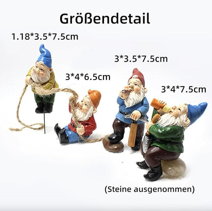 4Pcs Gnomes Set Indoor Outdoor Decor, Miniature Flower Pot Figurines Mini Statue for Fairy Garden Desk Ornament Yard Dwarf Office Decoration