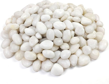 White Pebbles for Indoor Plants, Natural Polished River Rocks, Small Decorative Stones for Planters Vase Fish Tank Aquariums Landscaping Garden, 2lbs