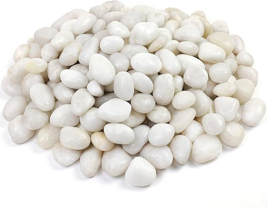 White Pebbles for Indoor Plants, Natural Polished River Rocks, Small Decorative Stones for Planters Vase Fish Tank Aquariums Landscaping Garden, 5lbs