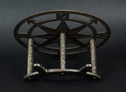 Bronze Finish Cast Iron Nautical Compass Rose Decorative Wall Mounted Garden Hose Hanger - Easy to Install - Coastal Outdoor Hose Holder Decor - 12 Inches in Diameter