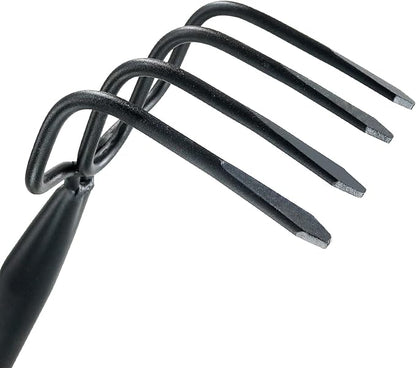 Colwelt 4 Tines Garden Cultivator Rake 59'', Hand Tiller Garden Tool with Sharp Forged Steel Head, Cultivators for Gardening with Long Handle, Garden Tiller for Digging Loosening Weeding