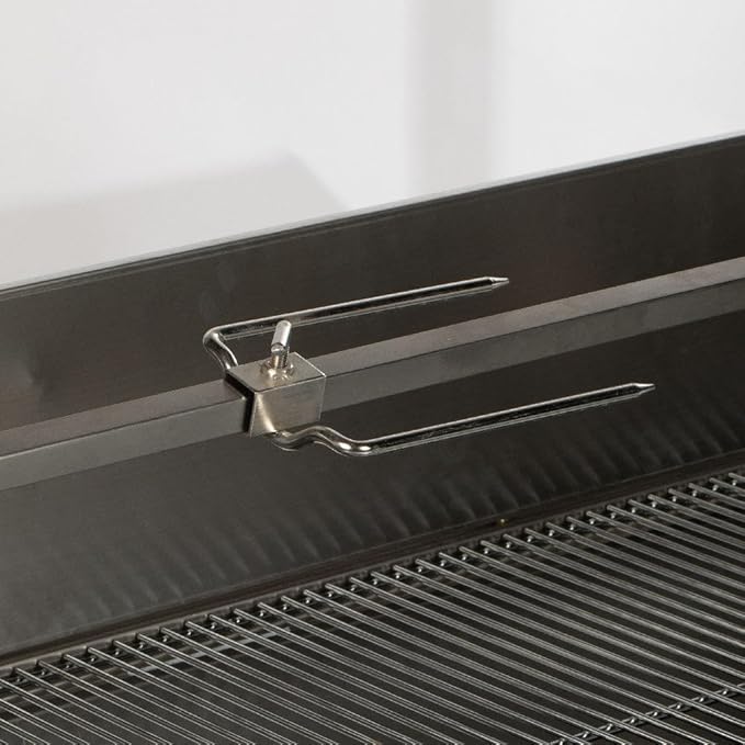 TITAN GREAT OUTDOORS Ash & Ember 25W Stainless Steel BBQ Rotisserie Grill with High Efficiency Windscreen, 4 RPM Rotation Speed, Rated 125 LB for Large Game, Portable Electric Outdoor Roaster