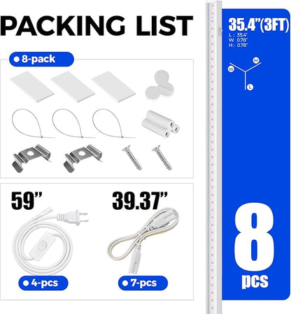 Barrina T5 Grow Light, Full Spectrum LED Grow Lights for Indoor Plants, 3ft 128W (8 x 16W, 800W Equivalent) Plant Light, Grow Lights for Seed Starting, Plug and Play, Pinkish White, 8-Pack