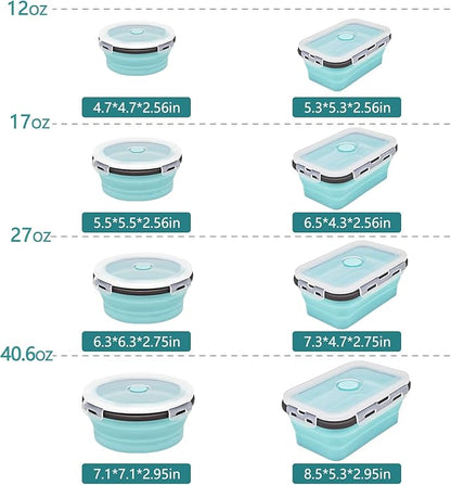 8 Collapsible Food Storage Containers, Silicone Collapsible Food Storage Containers, Collapsible Food Storage Silicone, Rv Collapsible Bowls, Collapsible Storage Containers for Food Camping