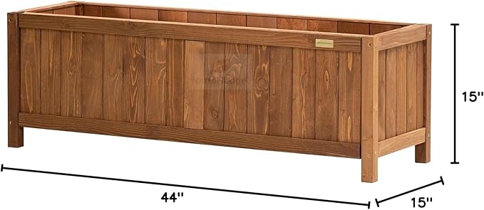 NatraHedge 15" Hampton Classic Wooden Planter Box Indoor and Outdoor Use for Patio Garden (44" x 15" x 15")