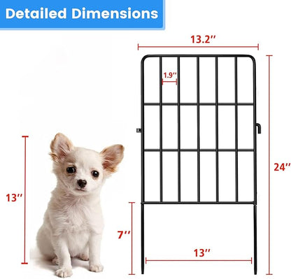 Decorative Garden Fence 24 Pack, 24 Ft (L) X 24 in (H) Black Square Rustproof Metal Fence, Animal Barrier Fence for Small Dog, Outdoor Flower Bed Landscape Decor for Yard