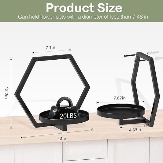 3 Packs Wall Planters for Indoor Plants, 7.9inch Metal Wall Plant Holder Hanger Wall Decor, Wall-Mounted Hanging Planters Window Plant Shelves Outdoor(Black)