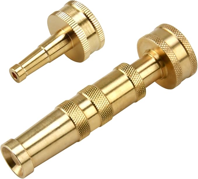 Water Hose Sprayer Nozzle, Solid Brass Jet Sweeper Nozzles with Adjustable Twist, High Pressure Hose Nozzle Garden Hose Nozzle for Garden
