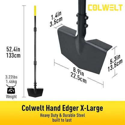Colwelt Edger Lawn Tool Extra-Tall 52.4'', Garden Edger Chopper with V-Shape Tempered Blade, Half Moon Lawn Edger Tools with XL Solid Steel Handle, Grass Edger Tool Manual for Yard Landscaping Edging