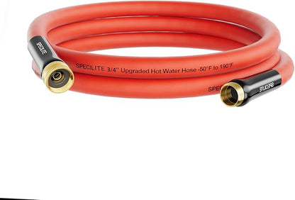 SPECILITE 3/4" Hot/Cold Short Leader Garden Water Hose 10 ft, -50℉-190℉, Flexible & Lightweight Rubber Pipes With 3/4" Brass Fittings for Yard, Outdoor, Farm, Red