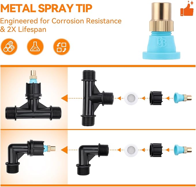 Metal 6-Nozzle Poly Boom Wand with 3/8" Brass Fitting, 7.5 Ft. ATV sprayer Boom, Wide-Coverage Agricultural & Lawn Spray Attachment for Tractors/UTVs (Metal Wand)