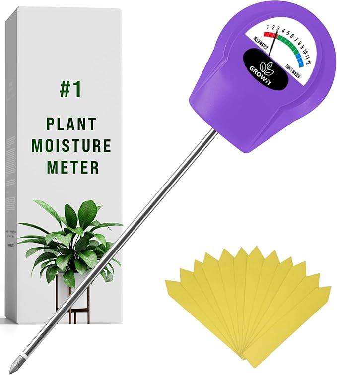 GROWIT Soil Water Monitor for Plants - Soil Moisture Meter | Hydrometer for Plants | Plant Moisture Meter Houseplants | Water Tester for Plants | Farming Indoor and Outdoor Plants-Purple