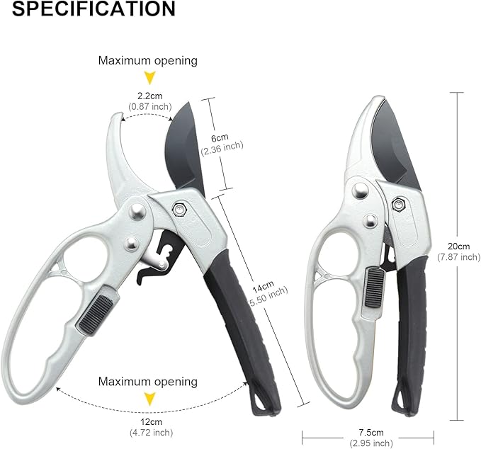 Ultra Sharp Germany Steel Pruning Shears - Cuts 3X Easier, Ergonomic Design - Weak Hand Arthritis Snips, Effortlessly 1-Inch Cut Capacity Heavy Duty Garden Scissors, Sharp Garden Clippers