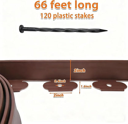 2In× 66Ft Landscape Edging with 120 Stakes, No Dig Garden Edging for Lawn Edging,Landscape Border Passway Border and Flower Bed Border