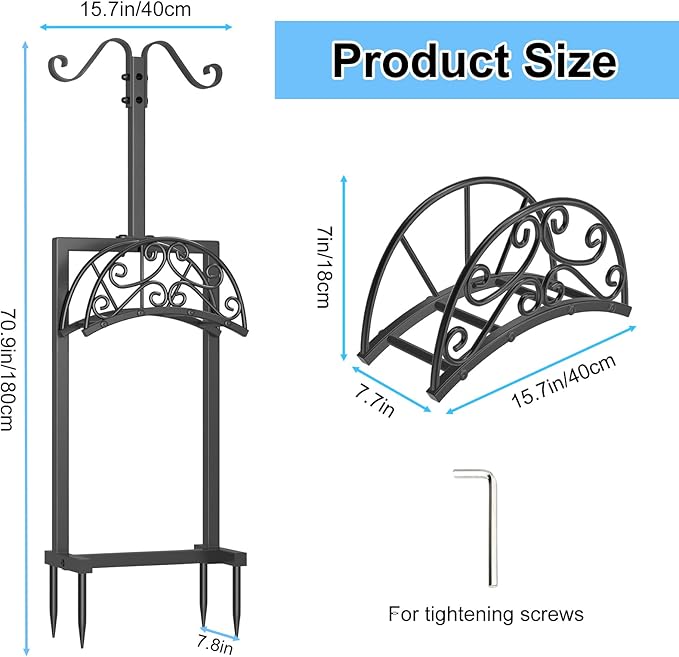 Garden Hose Holder Hanger Freestanding, Upgraded 4 Spikes Heavy Duty Storage Reel Stand with Shepherds Hooks, Holds 150ft Hose for Outside Garden Yard Lawn vegetable patch