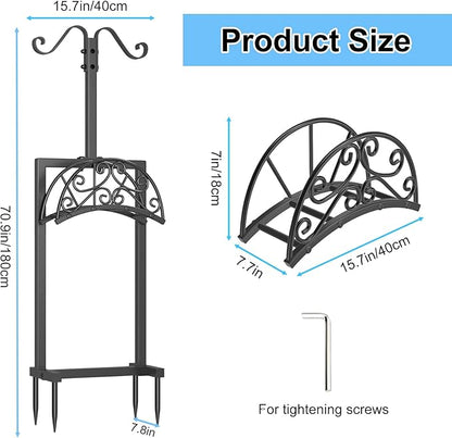 Garden Hose Holder Hanger Freestanding, Upgraded 4 Spikes Heavy Duty Storage Reel Stand with Shepherds Hooks, Holds 150ft Hose for Outside Garden Yard Lawn vegetable patch