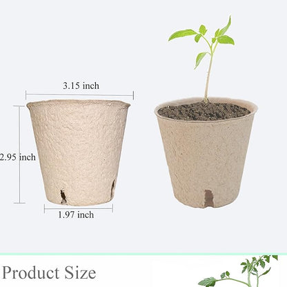50Pcs Biodegradable Seedling Pots 3.15 Inch Round Peat Pot with Drainage Holes Seed Starting
