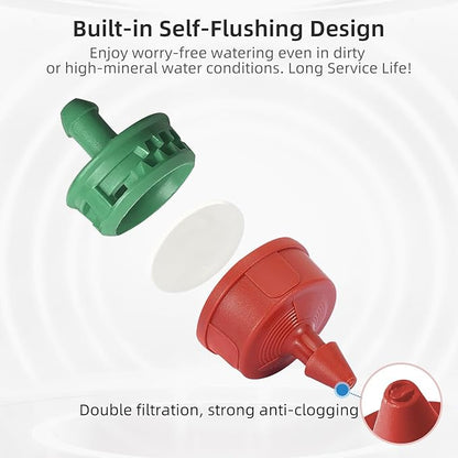 30PCS 0.25 GPH Pressure Compensating Drip Irrigation Spot Watering Drippers/Emitters, Self-Cleaning Constant Flow Drip Irrigation Emitters Heads Irrigation Drippers Parts for Drip Irrigation System