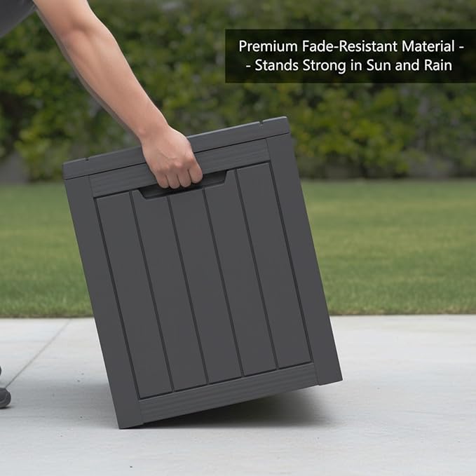75 Gallon Resin Deck Box, Outdoor Storage Box with Lockable Lid, Waterproof Patio Furniture Cover, Garden Tool Organizer, All-Weather Bench for Deck, Pool & Yard - Black
