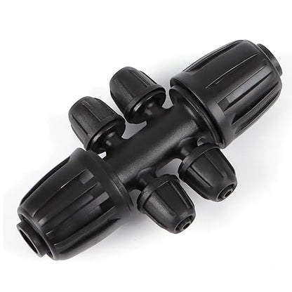 RedChili 12 Pcs 1/2" to 1/4" Drip Irrigation Fittings, Dripline 1/2 Inch (1/2" ID x0.6-0.65" OD) to 1/4 Inch Reducing Tee Adapter Drip Tubing Barbed Lock Nuts 1/2" to 1/4" Irrigation 6 Way Connectors