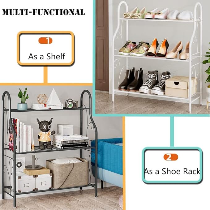 SORCEDAS Plant Stand Indoor Outdoor Plant Shelf 3 Tier Metal Corner Flower Stand Multiple Holder for Patio Garden Balcony Living Room, Dark Grey