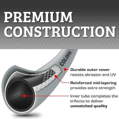 Flexzilla Colors SwivelGrip Garden Hose 5/8 in. x 25 ft., Lightweight All-Weather Water Hose, Durable and Flexible, Leak-Free Connections, Slate Grey