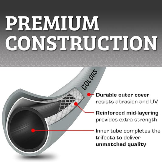 Flexzilla Colors SwivelGrip Garden Hose 5/8 in. x 25 ft., Lightweight All-Weather Water Hose, Durable and Flexible, Leak-Free Connections, Slate Grey