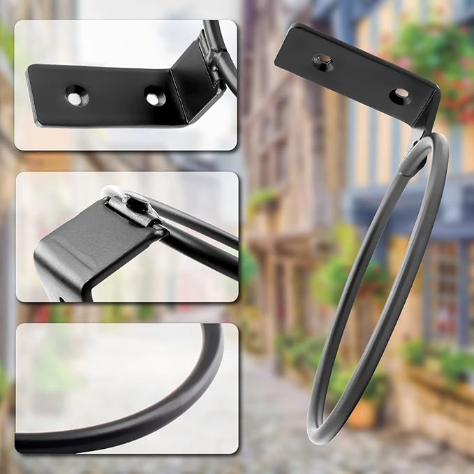 2 Pack 6 inch Flower Pot Holder Ring, Flower Pot Holder Ring Wall Mounted Set Wall Mounted Metal Planter Hanger Matte Black Hanging Plant Holder