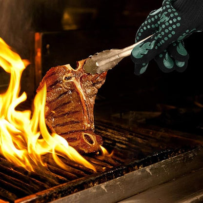 Comsmart BBQ Gloves, 1472 Degree F Heat Resistant Grilling Gloves Silicone Non-Slip Oven Gloves Long Kitchen Gloves for Barbecue, Cooking, Baking, Cutting