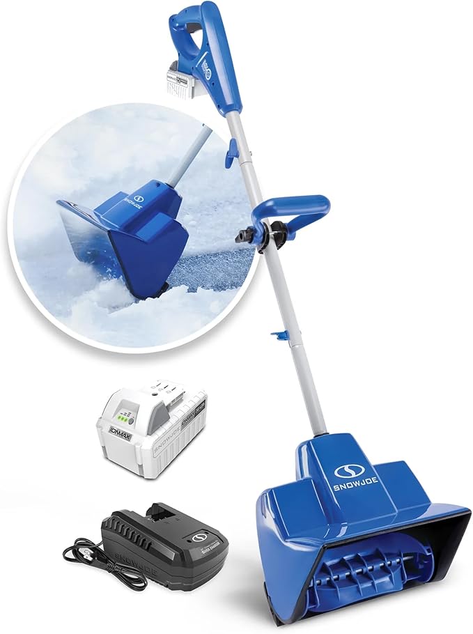 Snow Joe 24V Cordless Electric Shovel Kit w/ 4Ah Battery & Charger, 11″ Clearing Width, 400W Motor – Portable, Lightweight, Fast Ice & Snow Removal for Deck, Patio, Driveway, 24V-SS11