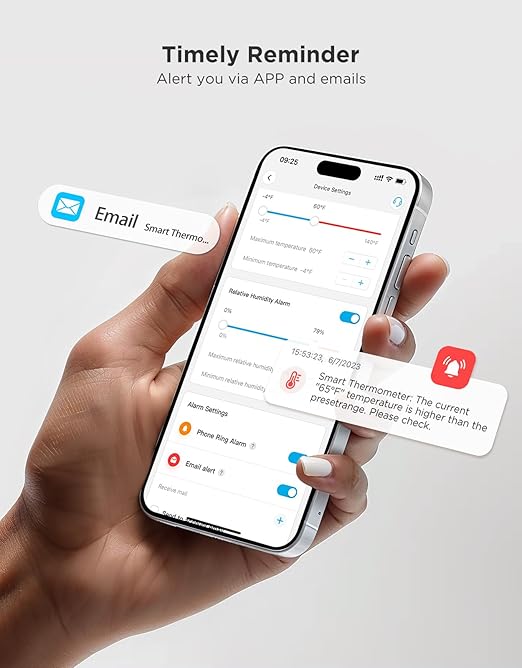 GoveeLife 2.0 WiFi Hygrometer Thermometer 6 Pack, Smart Humidity Temperature Sensor with App Notifications, Temperature Humidity for Bedroom, Wine Cellar, Basements（Only Support 2.4G Wi-Fi）