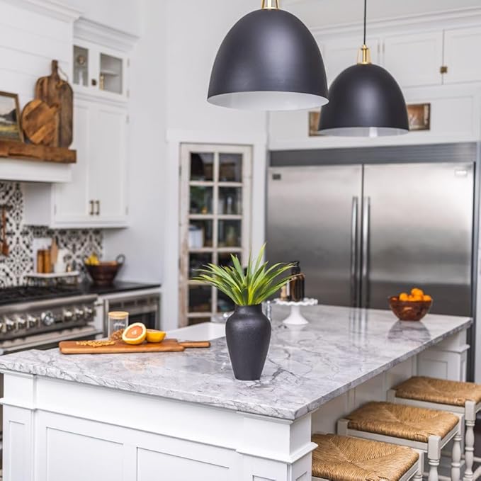 Succulents and Vase Black Textured Ceramic 10.5 Inch with Faux Aloe Plant 19 Inch Vases for Centerpieces Home Decor with Faux Aloevera Leaf Agave Plant in Decorative Vase for Entryway Decor