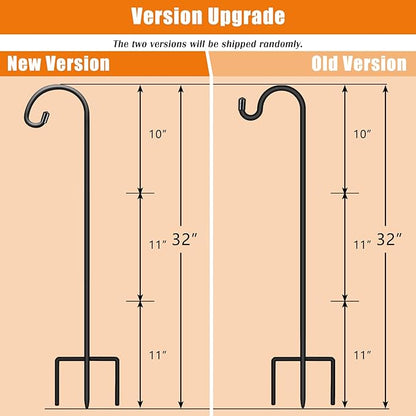 Gtongoko 8 Pack Shepherds Hooks for Outdoor 32 Inch Garden Hooks for Hanging Plants, Lanterns, Bird Feeders, Solar Lights, Mason Jars, Weddings Decor, Adjustable, Matte Black