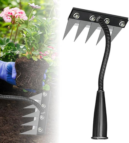 2025 Upgrade Iron Weeding Rake 2.0, 5/6/7/8 Teeth Carbon Steel Garden Weeder Rakes, Iron Rake for Yard Lawn and Garden, Heavy-Duty Garden Hand Weeder Puller Tool for Gardening and Weedings (5 Teeth)