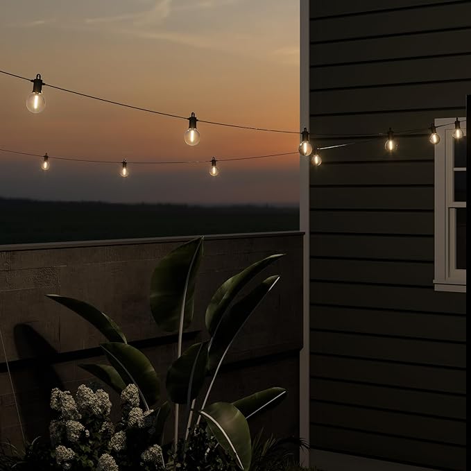 Outdoor String Lights 50ft,Led Patio Globe Lights with 27pcs Plastic Bulbs,Waterproof,Shatterproof,G40 Outdoor String Lights,34 Connectable Hanging for Backyard, Bistro, Porch, Deck, Balcony,Tent