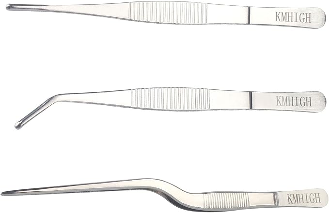 Stainless Steel Tweezers Set, For Small Gardening and Kitchen, Multi-Purpose Tools. (3Pcs, 6.15Inches / 6.3Inches / 6.5Inches)