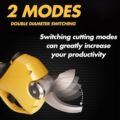 Electric Pruning Shears, Cordless Battery-Powered Pruner with SK5 Blades, 25mm Cutting Diameter, 2 x 16.8V Rechargeable Lithium Batteries, Professional Tool for Tree Trimming and Branch Cutting.