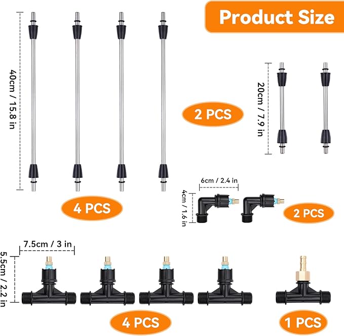 Metal 6-Nozzle Poly Boom Wand with 3/8" Brass Fitting, 7.5 Ft. ATV sprayer Boom, Wide-Coverage Agricultural & Lawn Spray Attachment for Tractors/UTVs (Metal Wand)