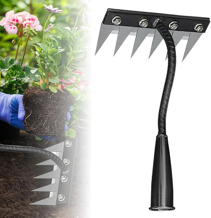 2025 Upgrade Iron Weeding Rake 2.0, 5/6/7/8 Teeth Carbon Steel Garden Weeder Rakes, Iron Rake for Yard Lawn and Garden, Heavy-Duty Garden Hand Weeder Puller Tool for Gardening and Weedings (6 Teeth)