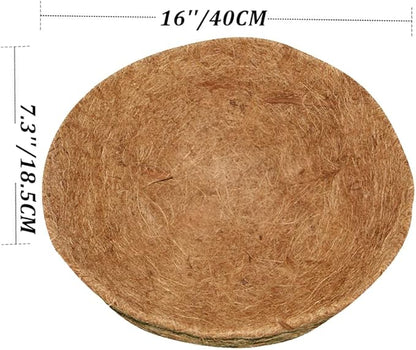 16 Inch Coco Liner for Planters, 2PCS Round Replacement Plant Basket Liner, Coco Fiber for Hanging Basket
