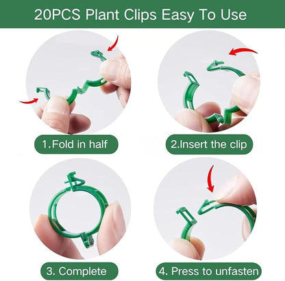 10 Pack Stackable Monstera Plant Support Stakes, 75inch Climbing Garden Plant Support Sticks Structures with 20pcs Clips & Ties, for Indoor Outdoor Plants Alternative to Moss Pole