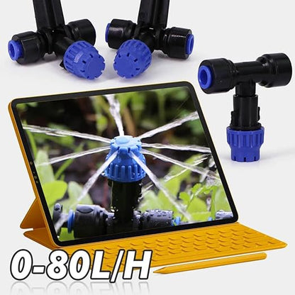 16.4FT Quick-Connect Drip Irrigation Kit, Garden Watering System DIY Automatic Irrigation Equipment Set for Lawn Raised Bed Greenhouse Plant Watering with 1/4'' Tubing, Drip Emitters, Connectors