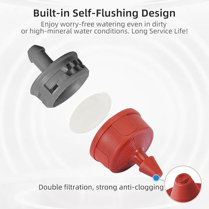 30PCS 0.75 GPH Pressure Compensating Drip Irrigation Spot Watering Drippers/Emitters, Self-Cleaning Constant Flow Drip Irrigation Emitters Heads Irrigation Drippers Parts for Drip Irrigation System