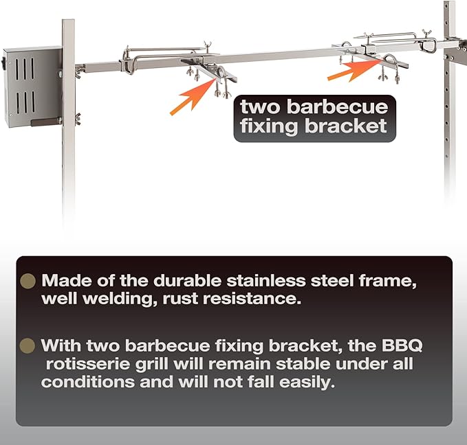 46" Outdoor Electric Rotisserie Grill Kit | 125LBS Pig Spit Rotisserie Grill | 45W Rotatable Motor BBQ Rotisserie Kit | Height Adjustable Spit Roaster Stand for Roasting Pig Lamb