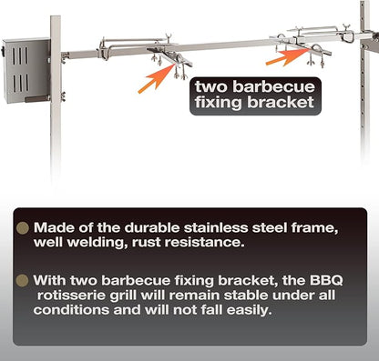 46" Outdoor Electric Rotisserie Grill Kit | 125LBS Pig Spit Rotisserie Grill | 45W Rotatable Motor BBQ Rotisserie Kit | Height Adjustable Spit Roaster Stand for Roasting Pig Lamb
