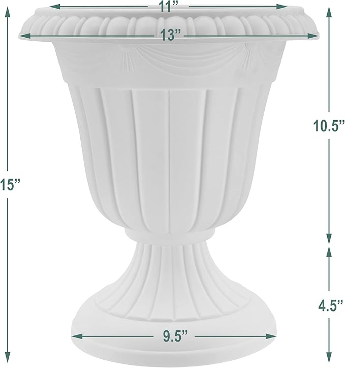Arcadia Garden Products PL10CP Classic Traditional Plastic Urn Planter Indoor/Outdoor, 15" x 13", Brushed Copper